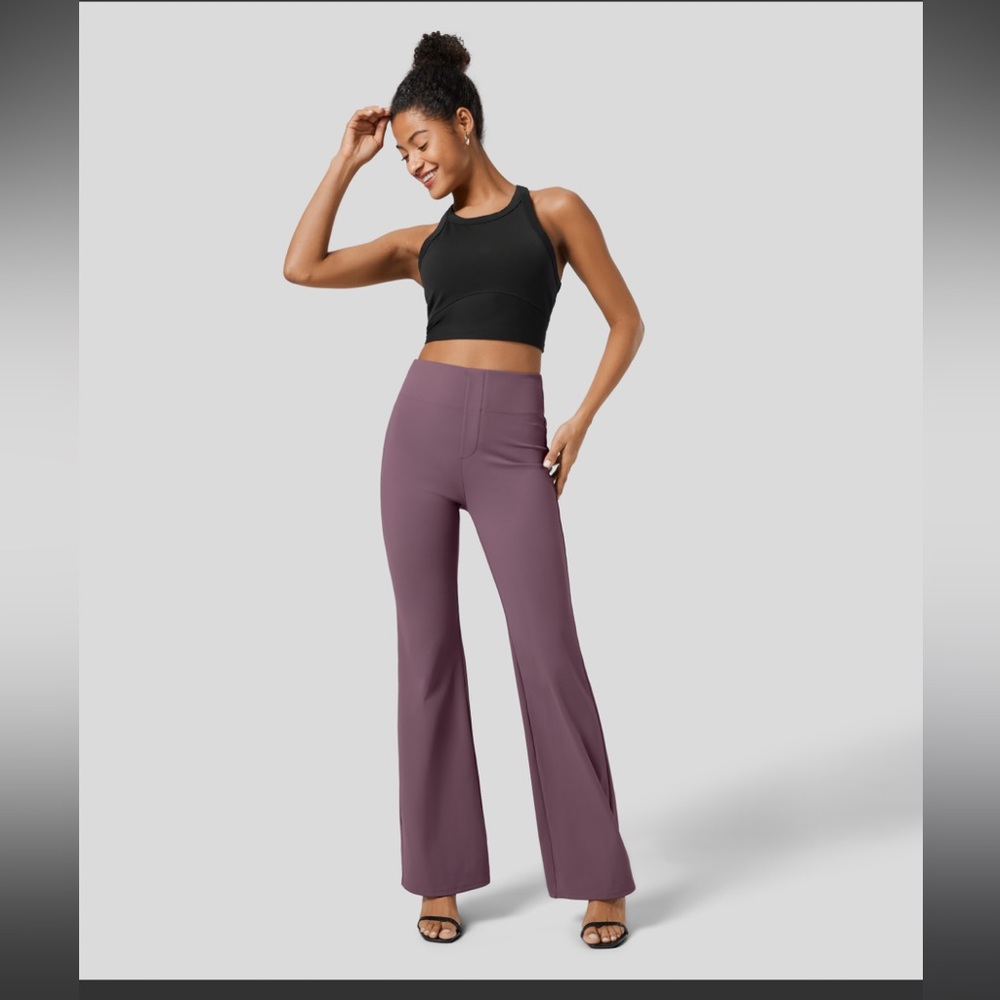 HALARA Mauve High-Rise Flare Pants